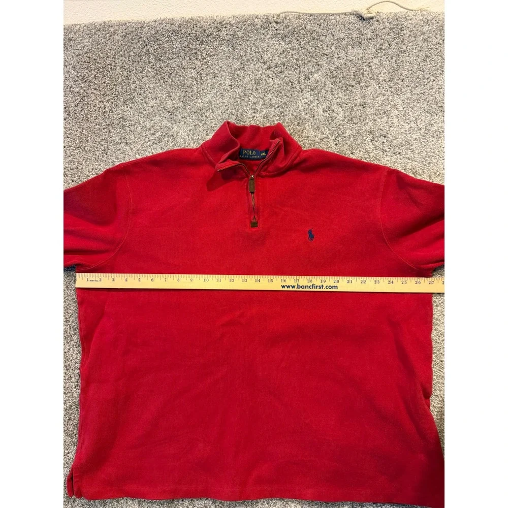 Polo Ralph Lauren Pullover Mens XXL‎ Red Quarter Zip Cotton Pony Logo Mock Neck